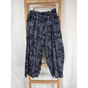 NWT Sydney P107 Black Gray Pattern Crinkle Wide Leg Pants XXL #0745 USA